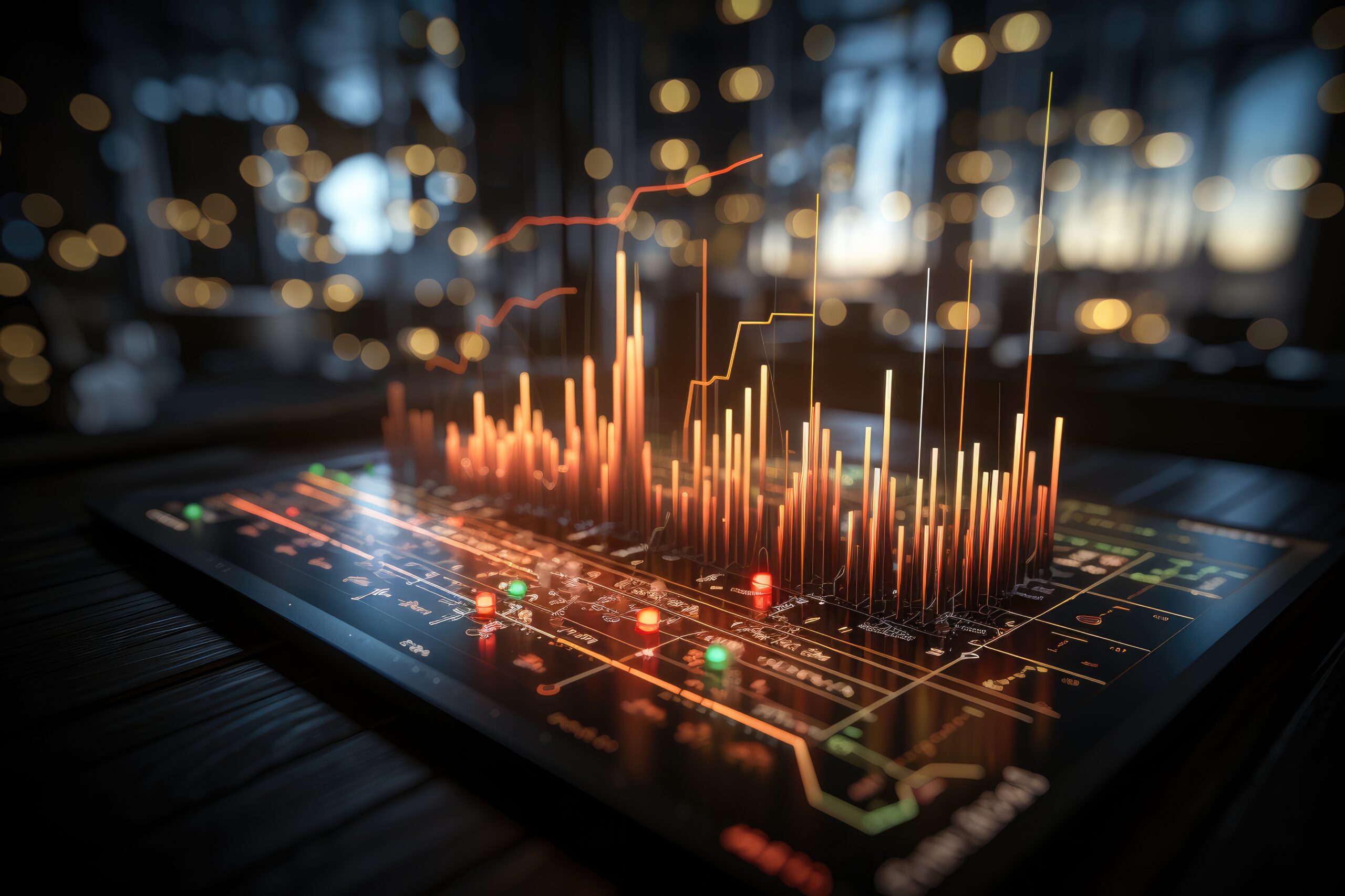 Forex trading candlestick chart, Showing candlestick chart for stock futures forex trading, 3d rendering.